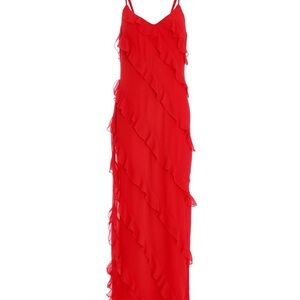 Oh Polly Red Ruffled Tiered Maxi Dress